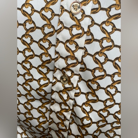 MICHAEL Michael Kors Brown and Gold Long Sleeve Button Down Shirt - Picture 4 of 11